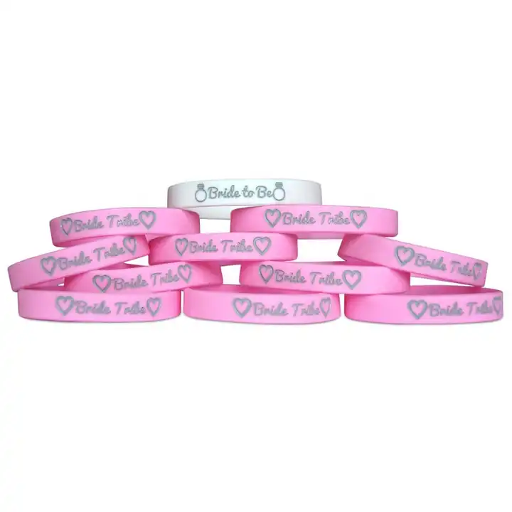 11 pieces of Bride to be and Bride Tribe white and pink wristban